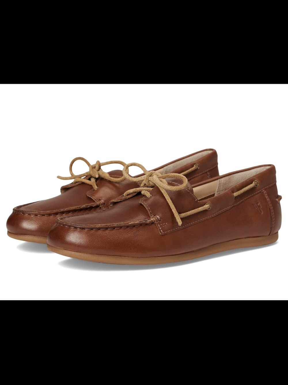 Frye Women's Brown Leather Moccasin Loafers with Tan Laces